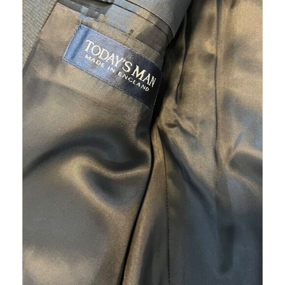 Today's Man Blazer Men's Size 44L Wool Cashmere Dark Gray Sport Coat Houndstooth - Picture 5 of 10